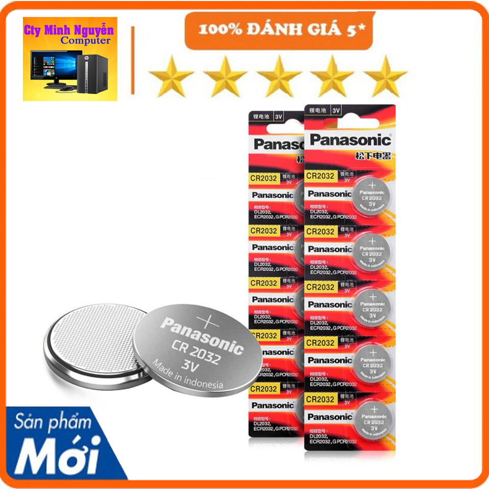 Pin cúc áo panasonic vỉ 5 viên, cr2032 3v lithium made in indonesia