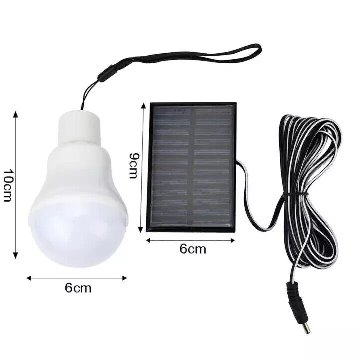 Vimite Led Solar Panel Light Bulb Outdoor Waterproof Garden Light Portable USB Rechargeable Hanging Bulb Lamp Indoor House for Camping Yard Emergency Lighting