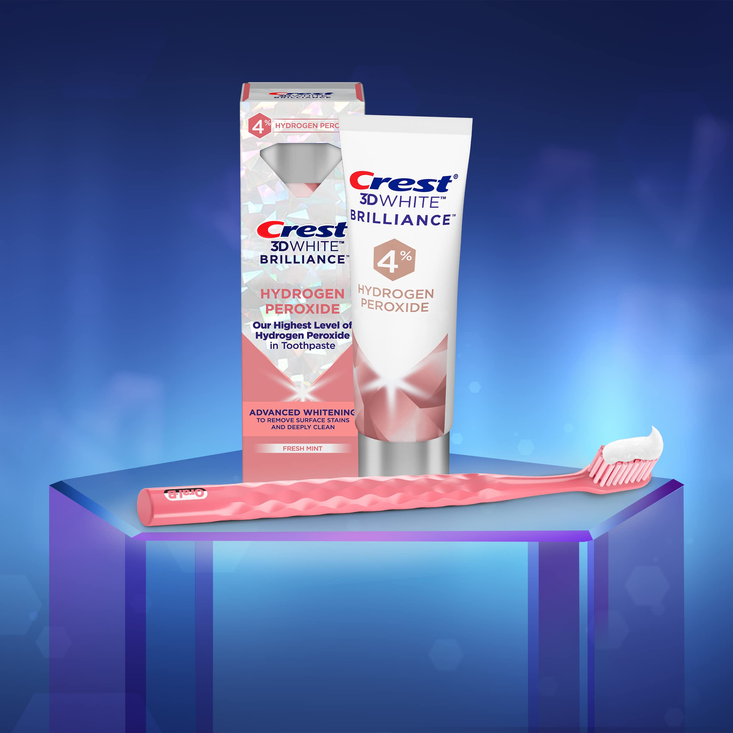 Kem Đánh Răng siêu trắng Crest 3D White Brilliance 4% Hydrogen peroxide