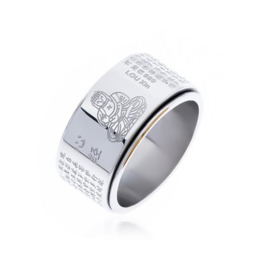 Nhẫn Bát Nhã Tâm Kinh Xoay 360 Độ Ko Đen