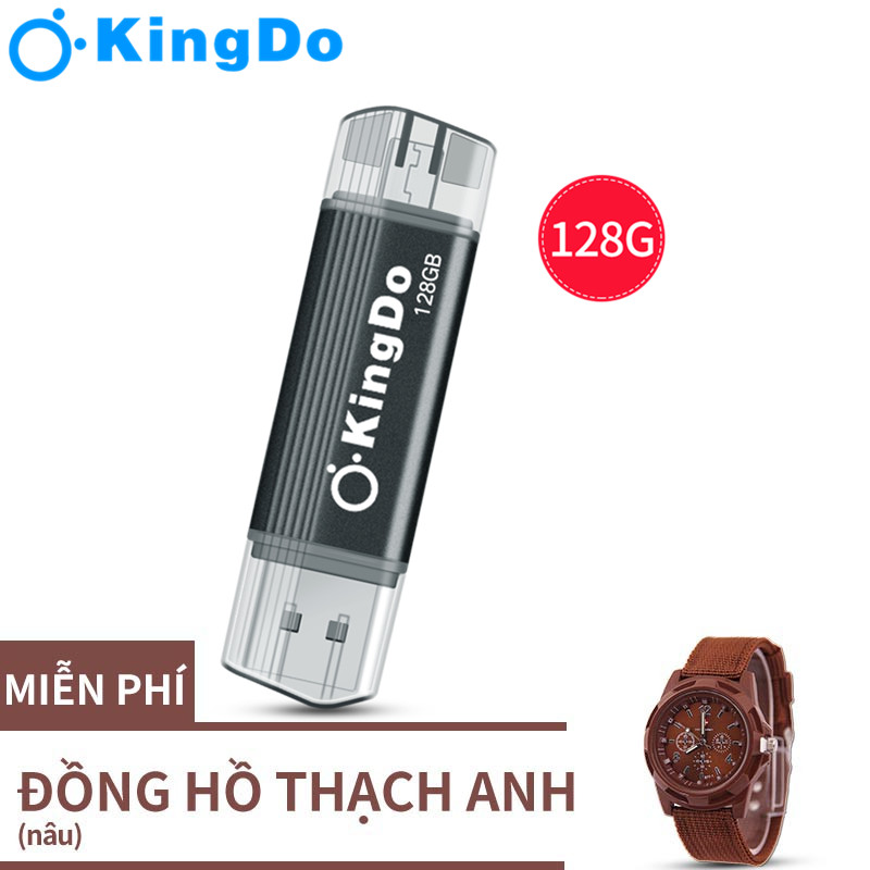 [Tặng kèm đồng hồ thạch anh miễn phí] Huyndai USB Flash Disk 128GB OTG Metal USB2.0 + Type C Pendrive Memory Stick