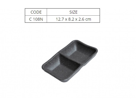 Chén Chấm 2 Ngăn Nhám Xám- C108NX