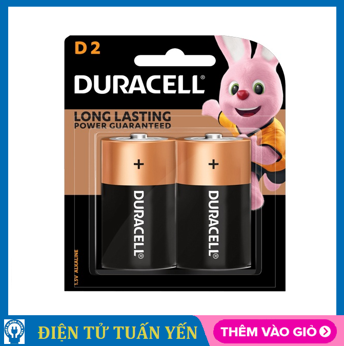 Pin đại Duracell Long Lasting kiểu D điện thế 1.5V dùng cho các thiết bị công nghiệp (vỉ 2 viên) - Hàng chính hãng