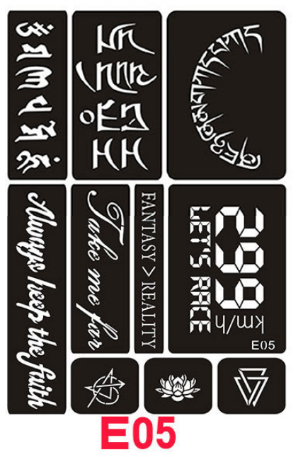 Khuôn xăm Mã E05 BẢNG A4 như ảnh (không kèm mực)