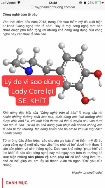 Dung dịch vệ sinh phụ nữ Lady Care, hàng chuẩn