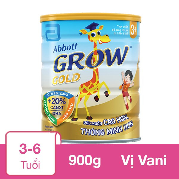 (HSD T8-2025) Sữa Bột Abbott Grow Gold 3+ Lon 900g (Cho Bé Từ 3 - 6 Tuổi).