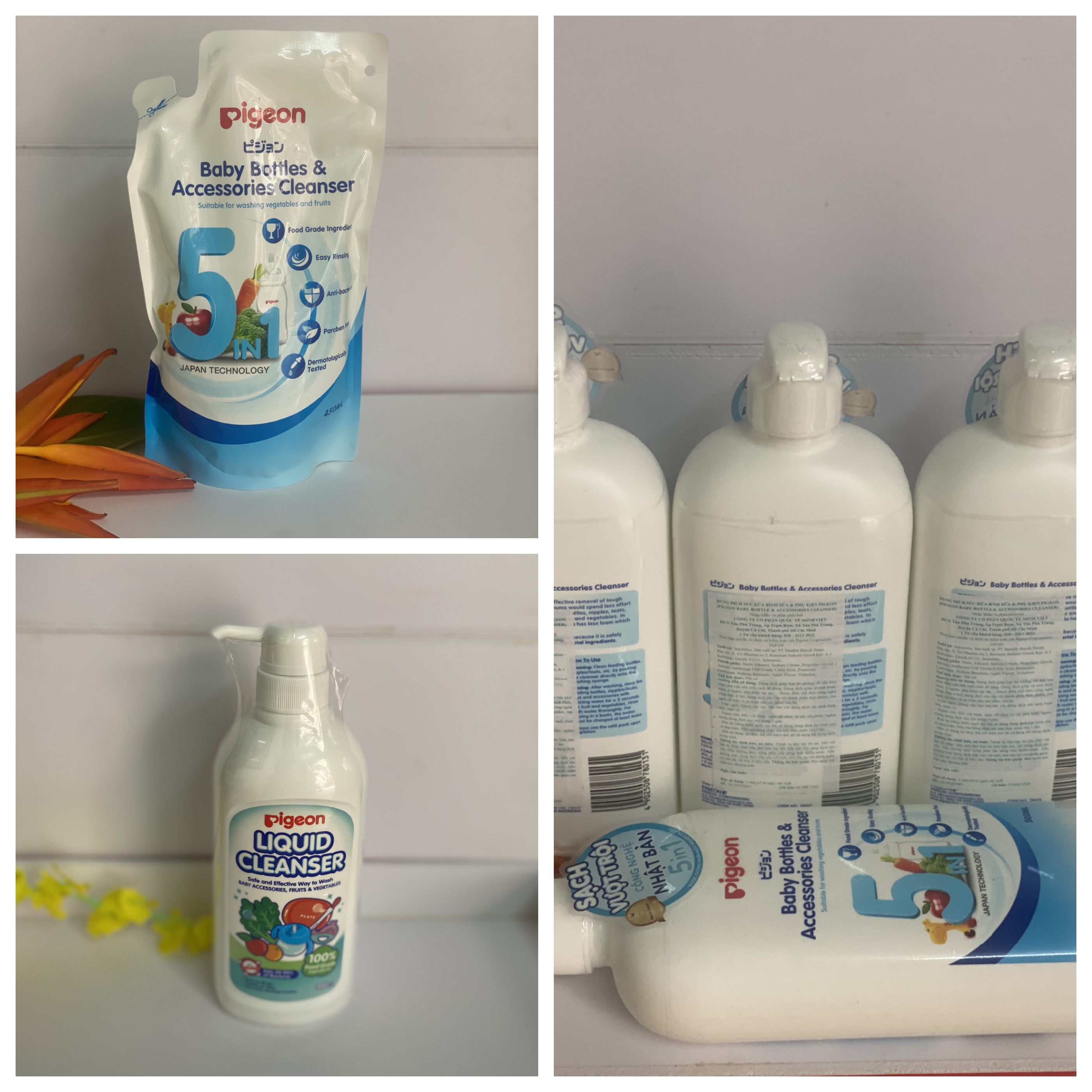 Nước rửa bình sữa Pigeon 200ml, 400ml, 450ml, 700ml [hàng chính hãng]