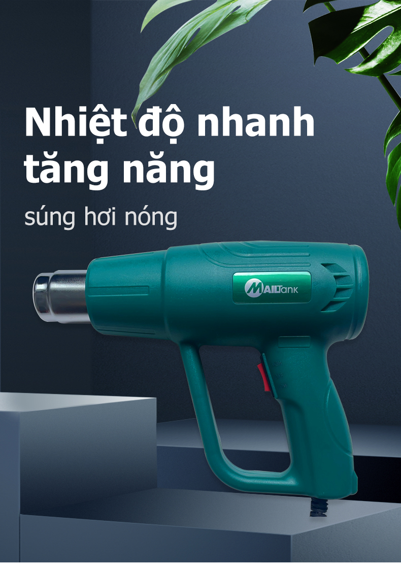 Máy khò màng co 2000W, máy khò nhiệt cầm tay bọc giỏ quà, dán decal, đóng seal điện thoại, máy khò hơi nóng 2000W, máy khò nhiệt màng co