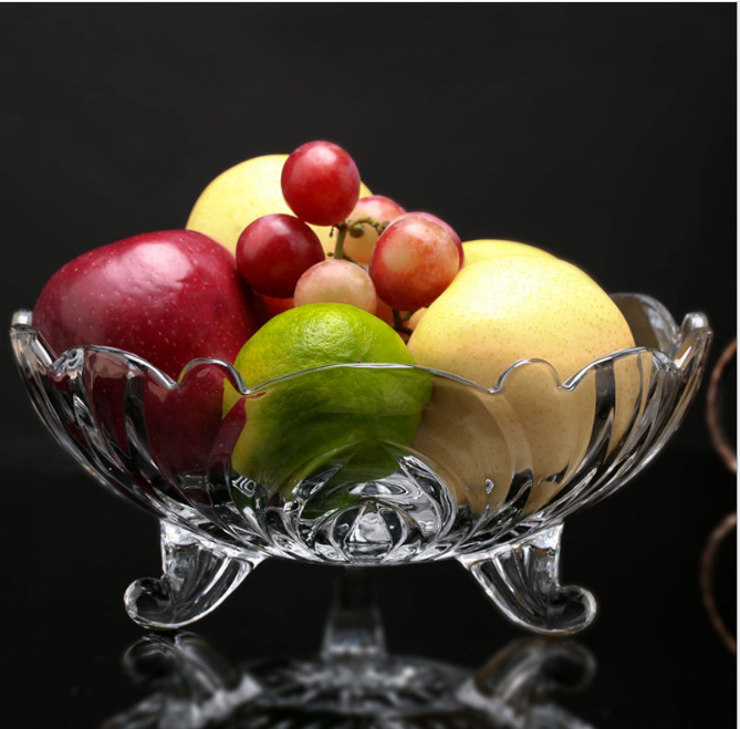 Đĩa Đựng Trái Cây 3 Chân Thủy Tinh Khay đựng trái cây. Dĩa để trái cây lớn