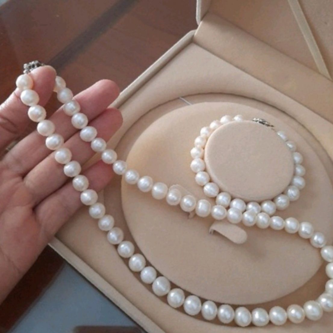 Real pearl necklace natural freshwater 10li White openings every grain delivery lock rose swell xò