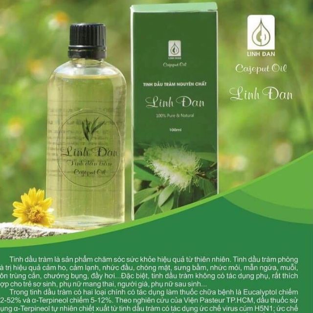 50ml Tinh dầu tràm Linh Đan nguyên chất 100%