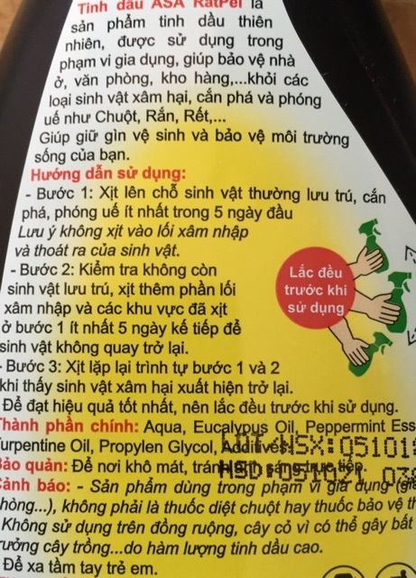 Tinh dầu đuổi rắn,chuột,rít Asa