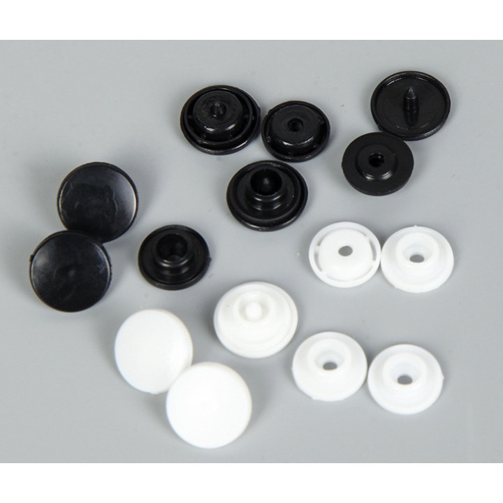 Combo 50 bộ cúc bấm nhựa 10, 12, 15 mm bấm quần áo dùng với kìm bấm cúc nhựa, bấm nút nhựa