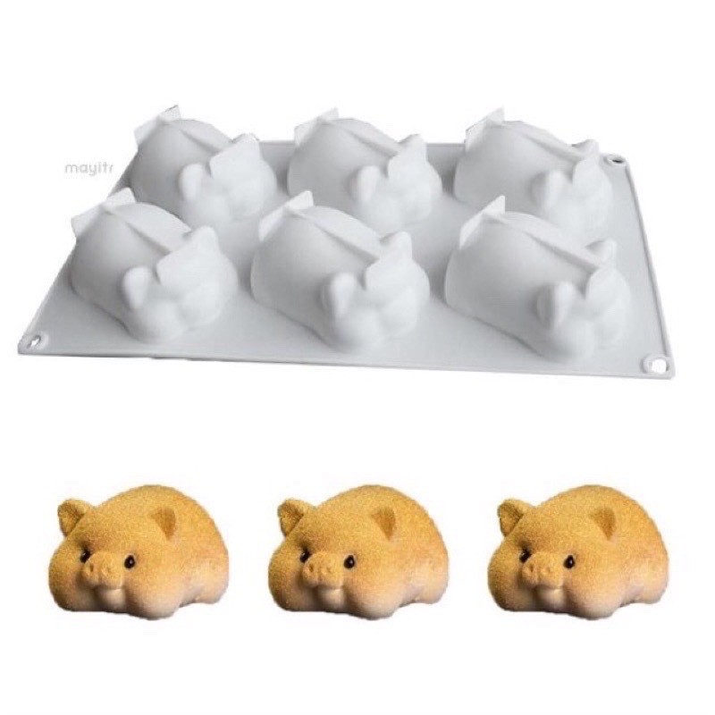 Khuôn silicon con heo 19x16cm đổ bánh rau câu 3d, 4d