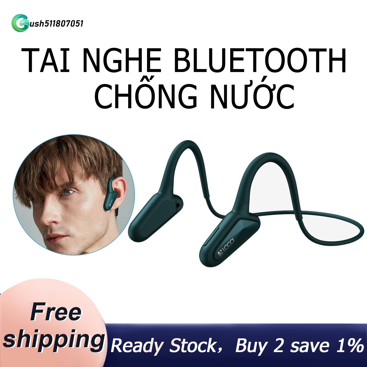 LOCA Z2 Bone Conduction Bluetooth Headset, Ipx4 Waterproof Wireless Bluetooth Headset for Running, Traveling