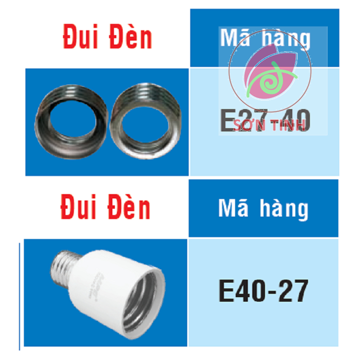 ĐUÔI ĐÈN MPE CHUYỂN ĐỔI TỪ E27 SANG E40. ĐUI ĐÈN TỪ E27 SANG E40