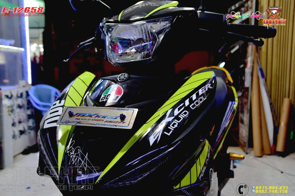 Tem Xe Exciter 150 Mxking Xanh Đen