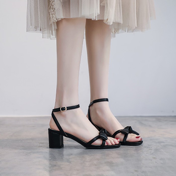 Giày cao gót sandal đan nơ hở gót 5p cg-0497 mys strore