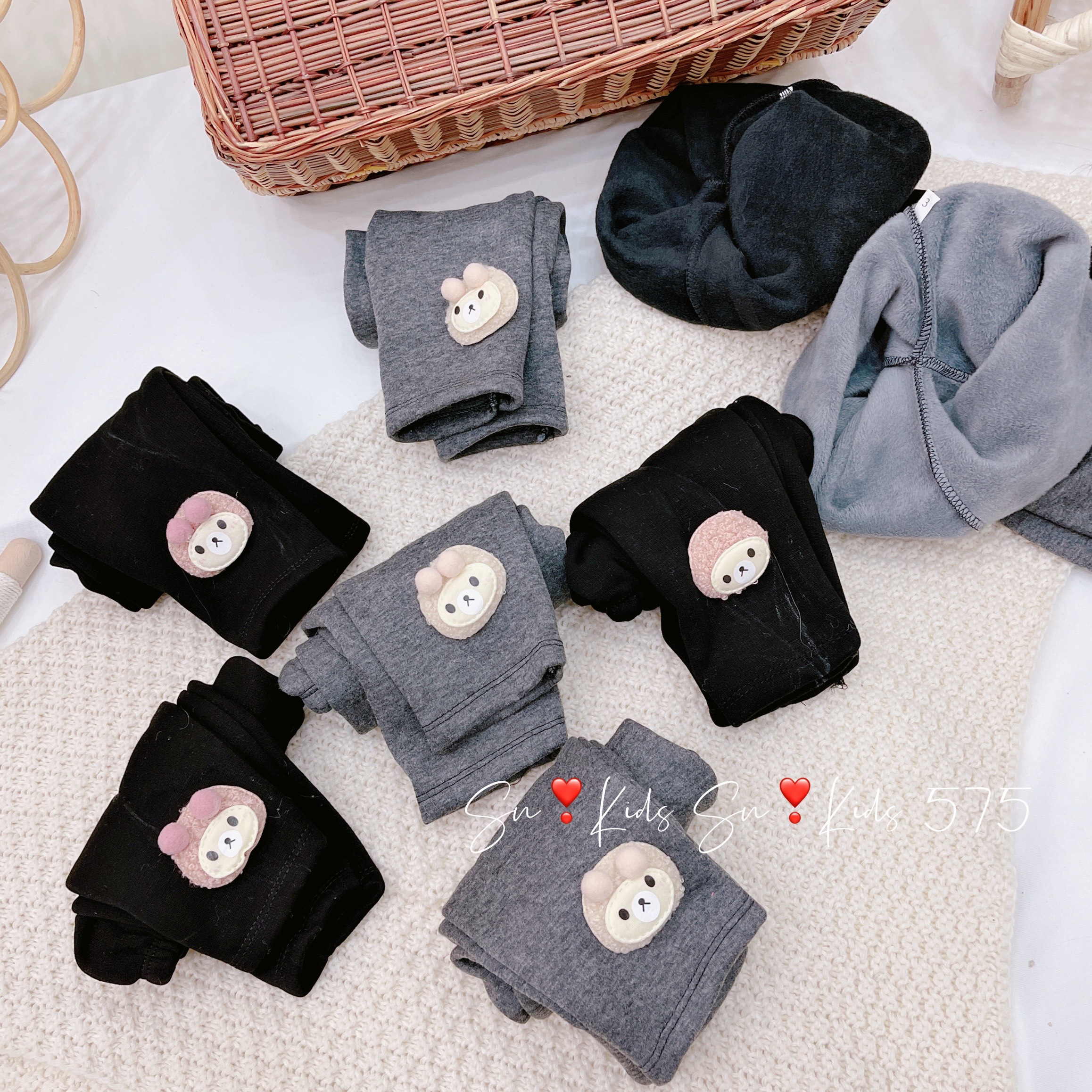 Quần legging bé gái nỉ lót lông siêu ấm