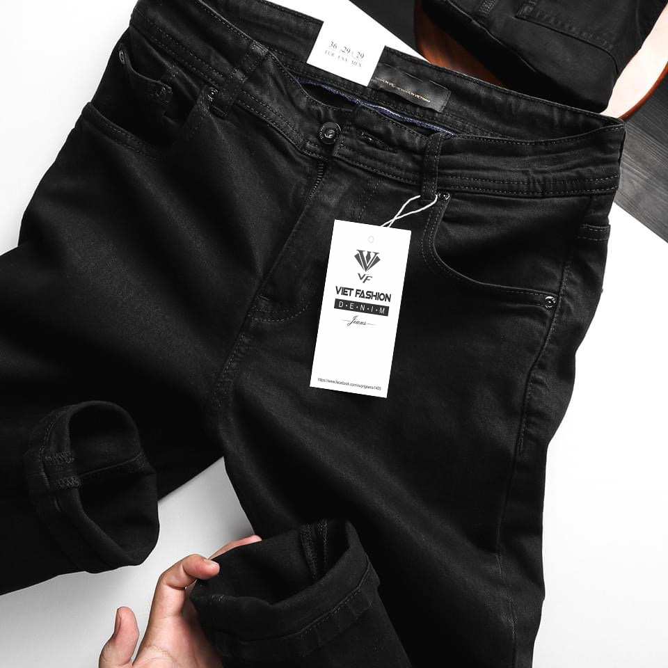 Quần Jean Nam ĐEN RÁCH GỐI PHƯƠNG VI FASHION PV01R - Có Size đại Quần bò nam trơn giá rẻ quần đen nam giá rẻ