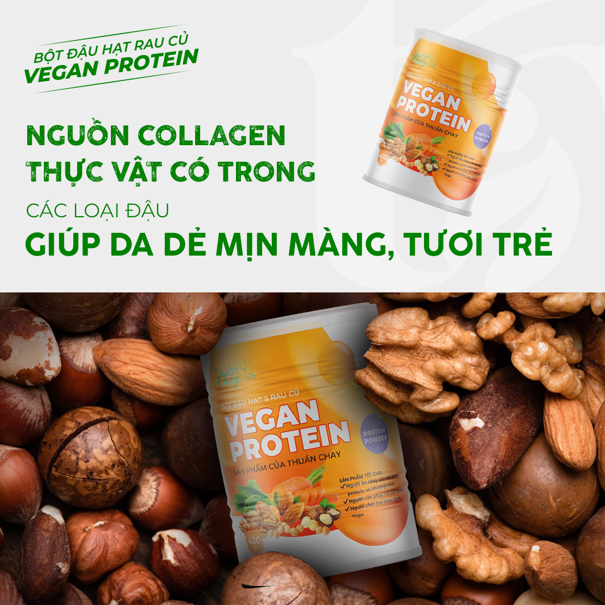 BỘT ĐẬU HẠT & RAU CỦ VEGAN PROTEIN - 420g
