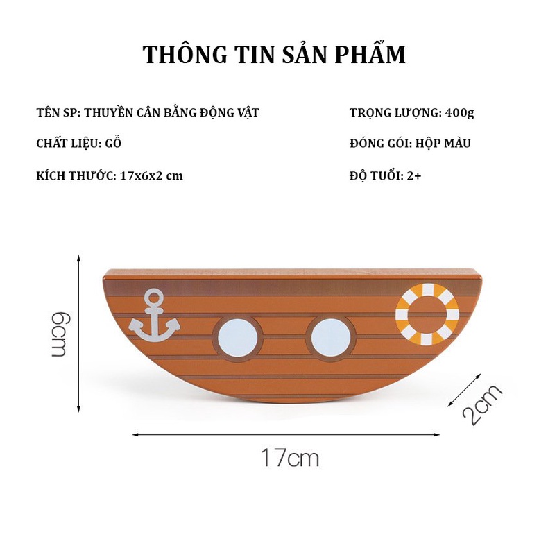 Thuyền cân bằng động vật 3D bằng gỗ