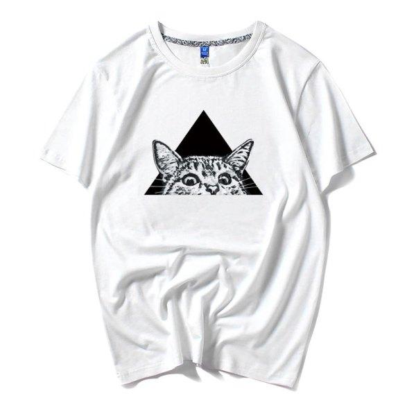 Áo thun nam Hàn Quốc form rộng in hình Mèo Giấu Mặt độc lạ vải dày mịn mát