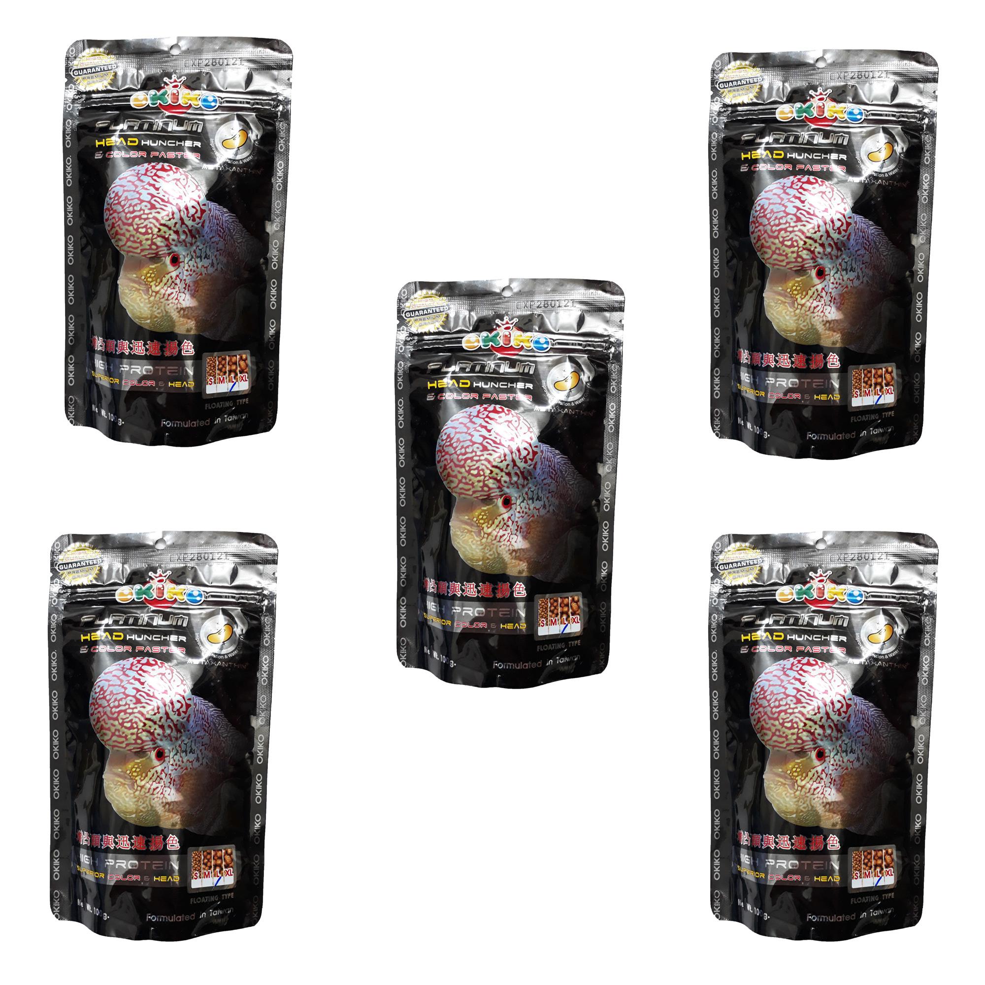 Combo 5 gói thức ăn cá la hán okiko đen 100g - cám cá cảnh la hán cao cấp