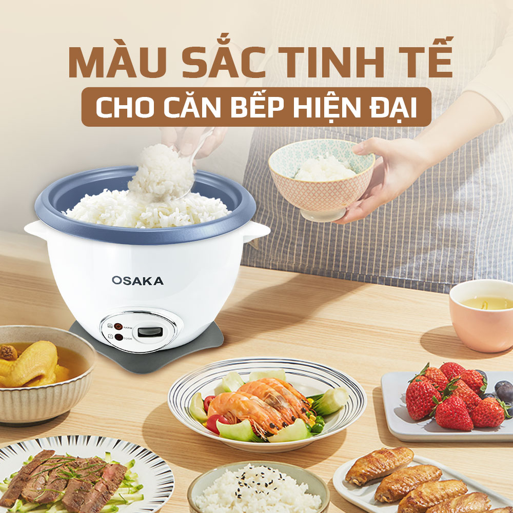 Nồi Cơm Điện Dung Tích 2.2L, Công Suất 900W - Lòng Nồi Chống Dính - Nắp Inox 304 - OSAKA RC-220R