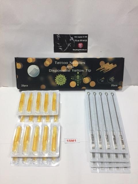 Bộ kim xăm và Ngòi 15M1 đánh bóng ( 20 kim xăm + 20 Ngòi nhựa )