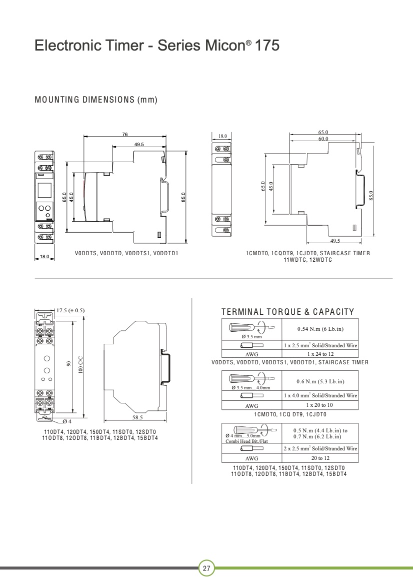 [HCM]Timer kỹ thuật số đa năng 24-240VAC/DC 1C/O V0DDTS