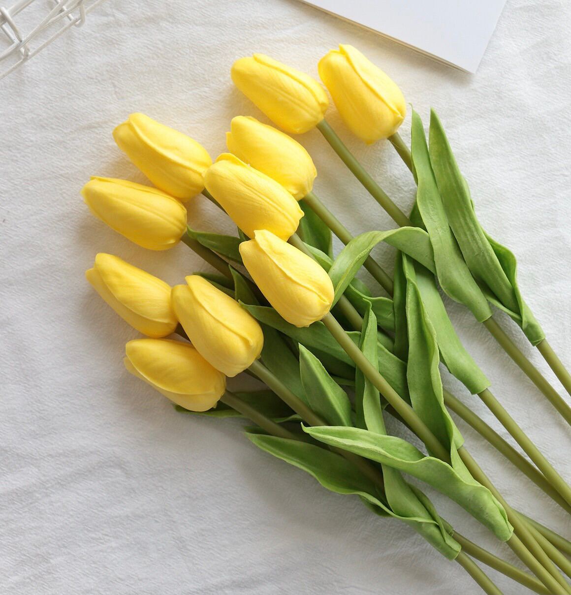 Bó 10 cành hoa tulip giống thật ( 10 cành hoa tuylip giả -lá xoăn -looại 1)
