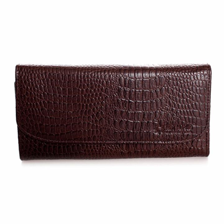 Hk3108-09-10 women multi-color button crocodile pattern cow leather wallet