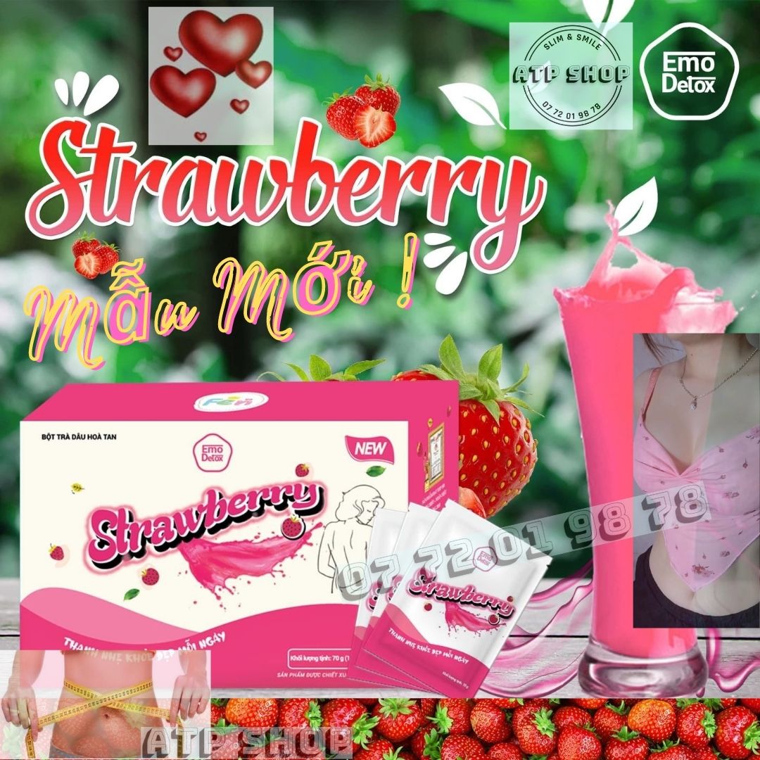 Emo Slim Vị Dâu Mẫu Mới Giảm Cân Thiên Nhiên Nhanh, tặng quà, miễn phí vận chuyển, free ship, giam can, emoslim, collagen