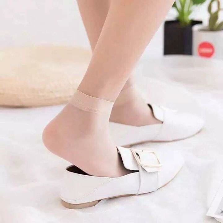 Set 10 đôi tất da chân hai màu đen, da