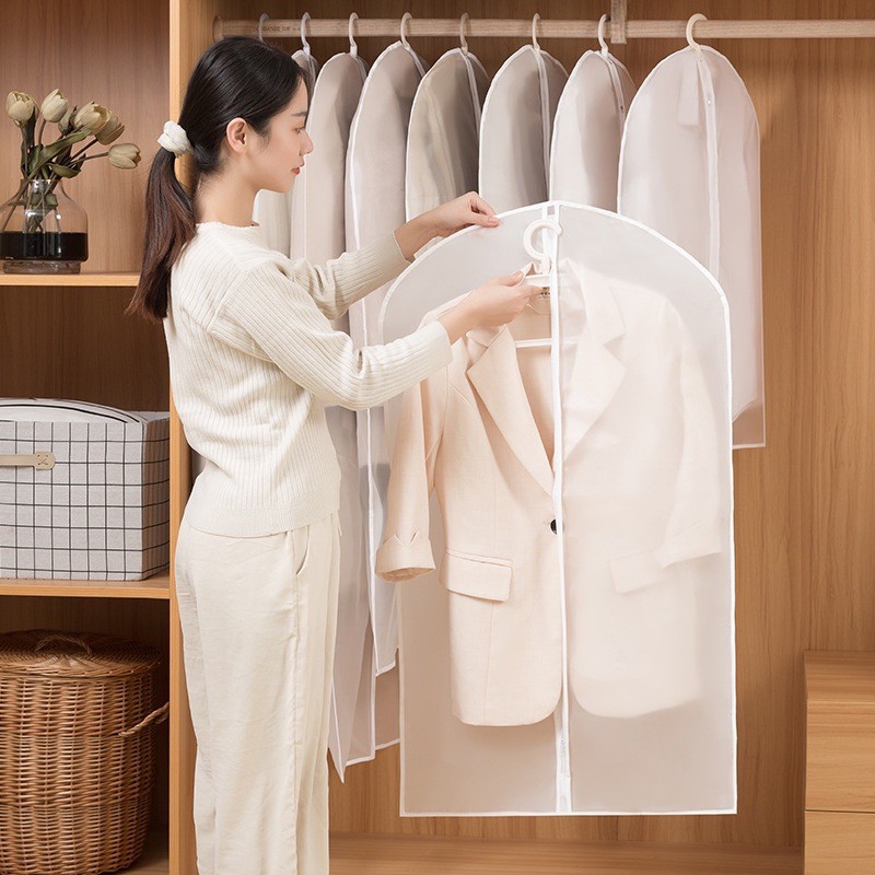 Túi đựng quần áo trong suốt chống bụi móc treo đồ gọn gàng bao bọc quần áo vải bọc chống thấm túi bọc treo quần áo TB