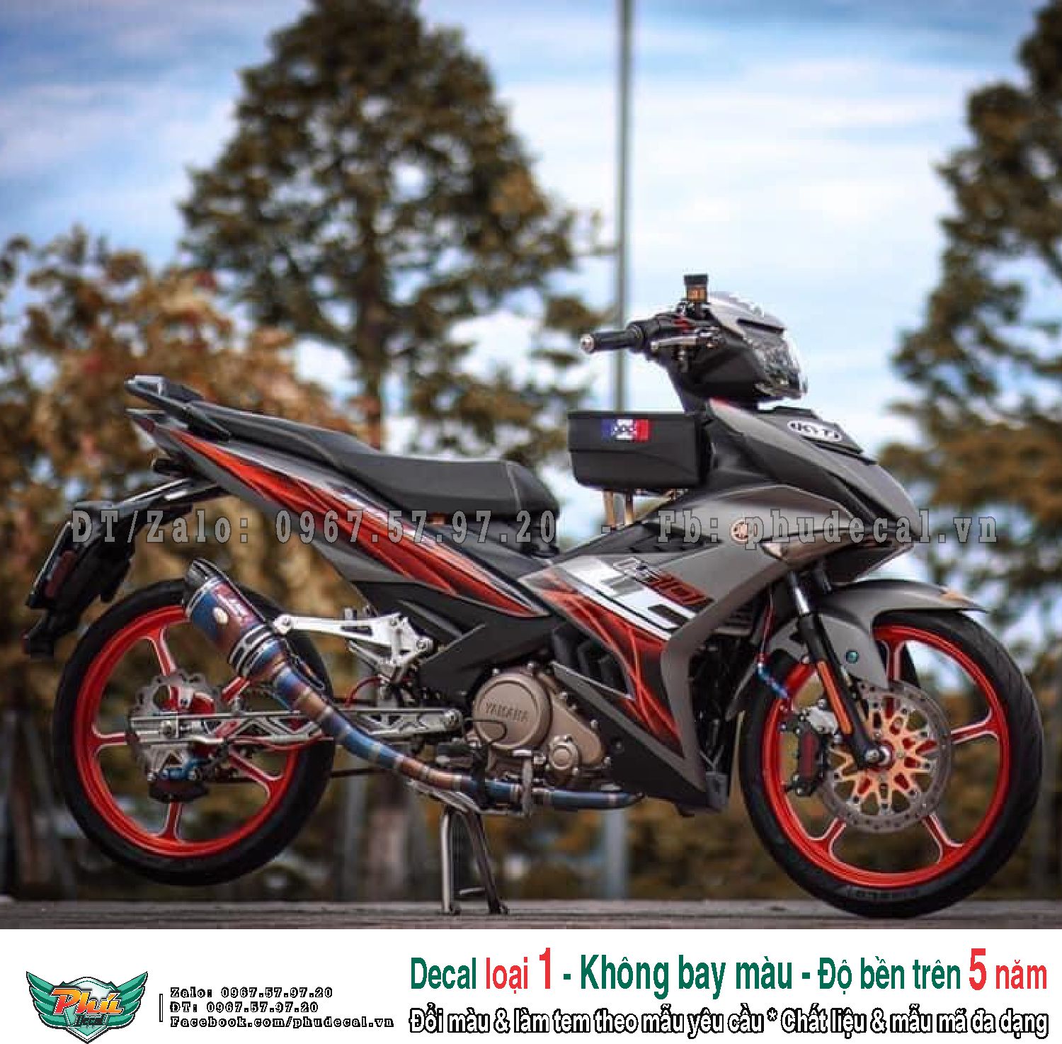 DECAL TEM EXCITER 150 XÁM CAM ĐEN Y15 ZR