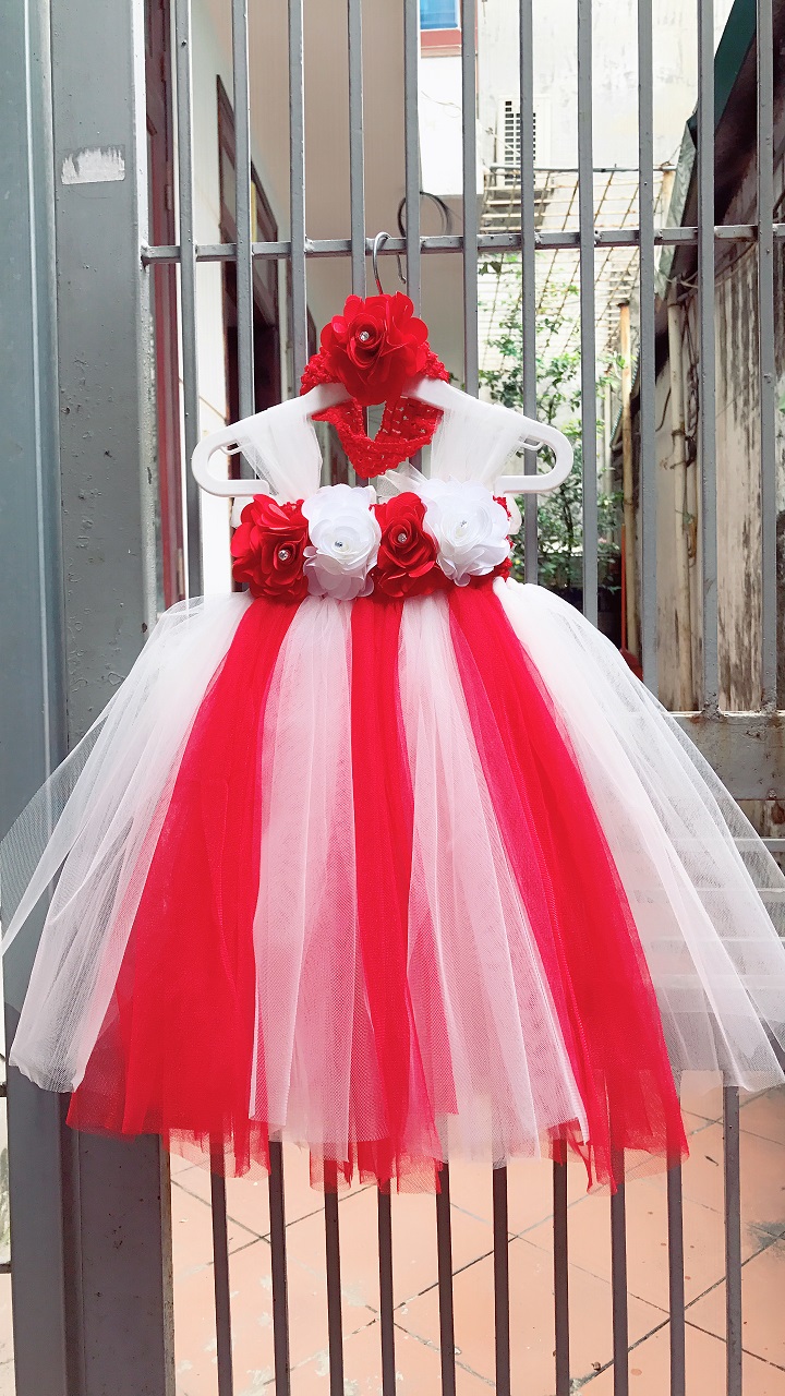 SALE SALE /Đầm cho bé gái /Đầm công chúa / đầm công chúa cho bé đỏ pha trắng