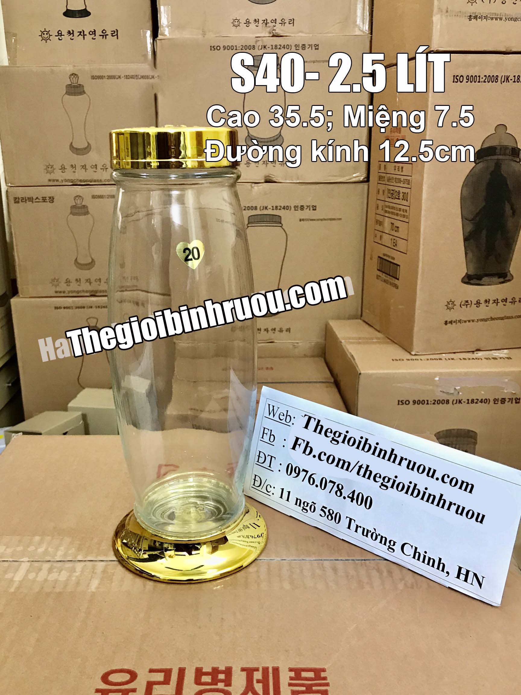Bình Ngâm Rượu Hàn Quốc 2.5 Lít (Bình Bầu)