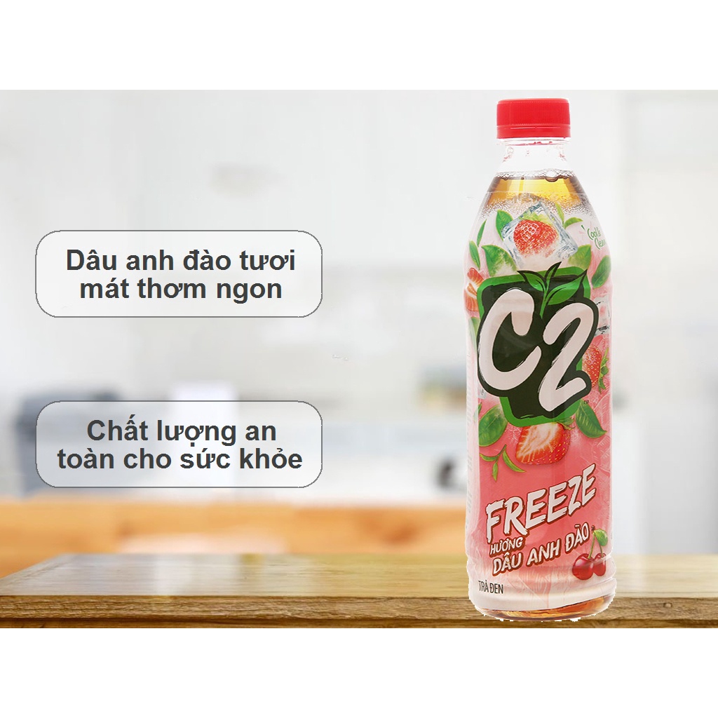 [ Giá tốt  ] Thùng C2 Dâu Anh Đào trà đen 24 chai 455ml
