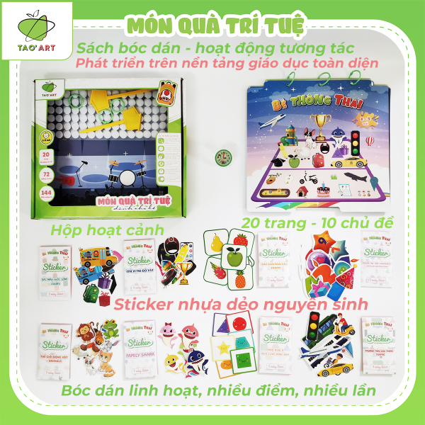 Đồ chơi thông minh TAOART sách bóc dán Montessori cho bé từ 1 đến 3 tuổi nhiều chủ đề - TA0001