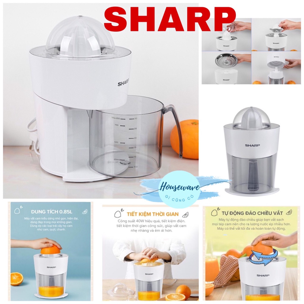 Máy Vắt Cam Sharp EJ-J408-WH (0.85L)- Hàng Chính Hãng