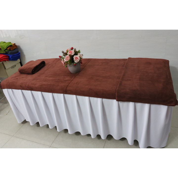 Khăn trải giường spa microfiber cao cấp màu nâu socola 90 x 190cm