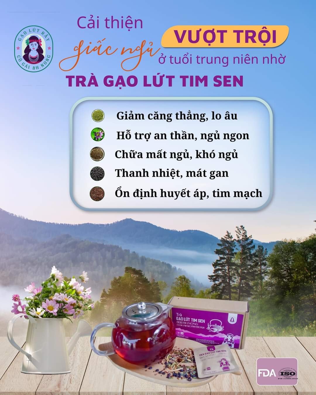 Trà Gạo Lứt Tim Sen