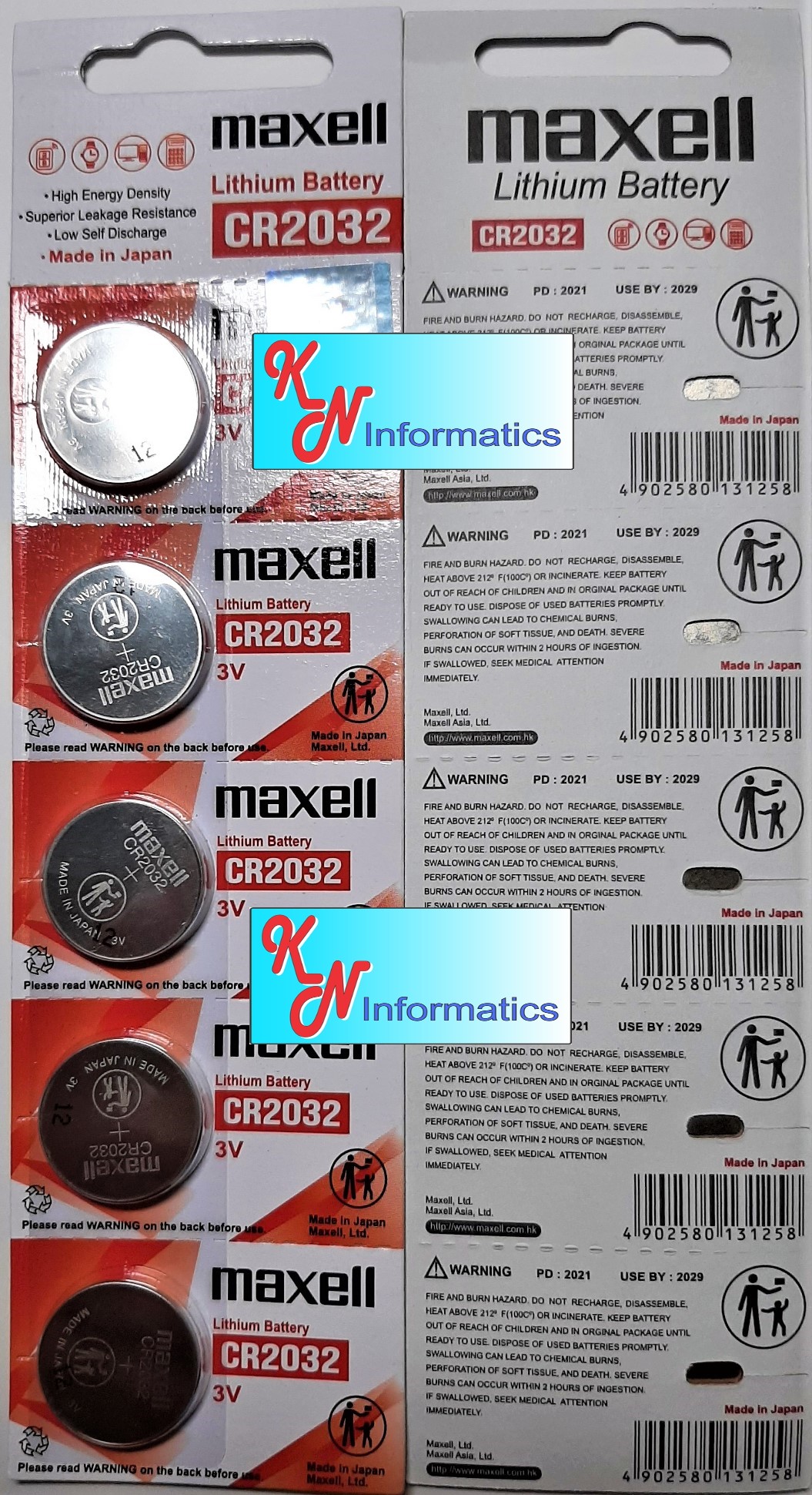 5 vỉ Pin CR2032 Maxell - (1 vỉ có 5 viên) - Hàng chính hãng - Made in Japan.