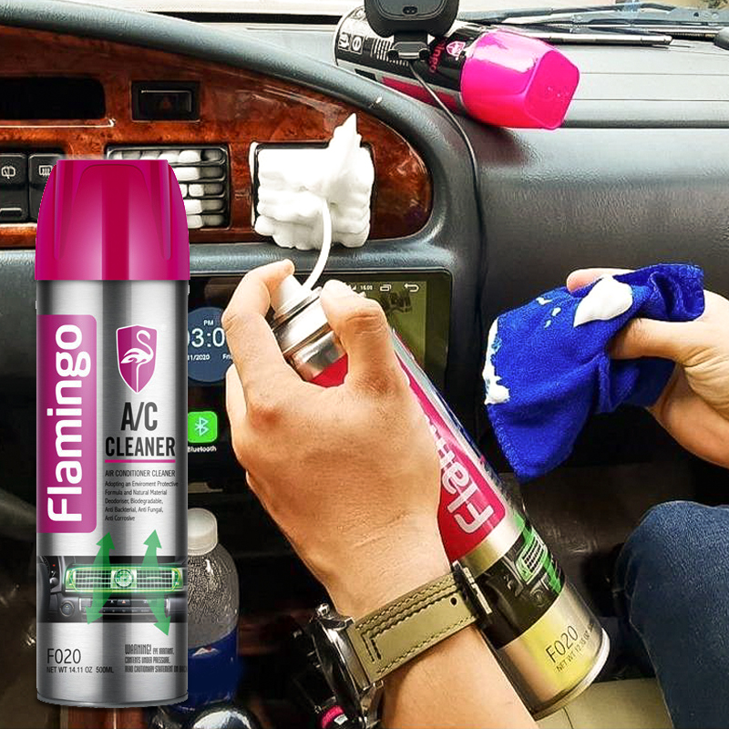 Chai xịt bọt vệ sinh điều hòa ô tô, điều hòa gia đình flamingo f020 500ml