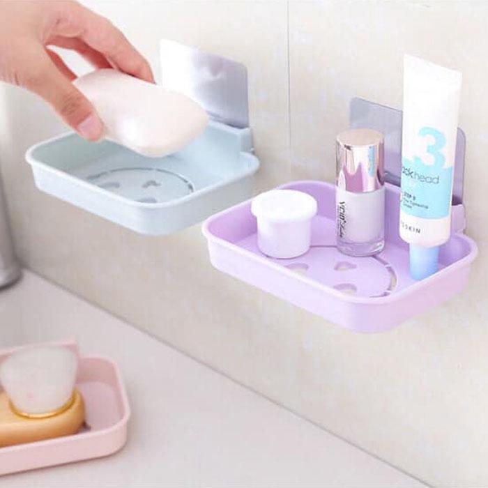 Khay, Kệ Để Xà Phòng Hình Mặt Cười Dán Tường