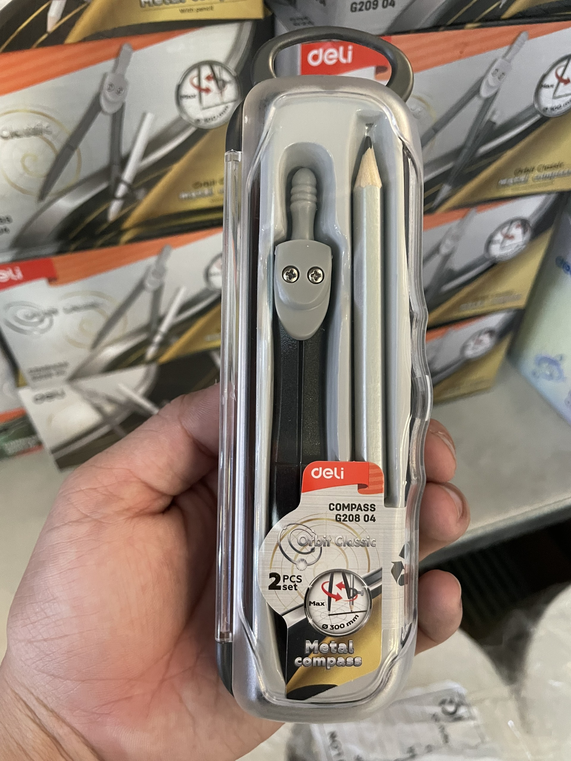 Compa màu xám đen cao cấp Deli EG20804/EG20904