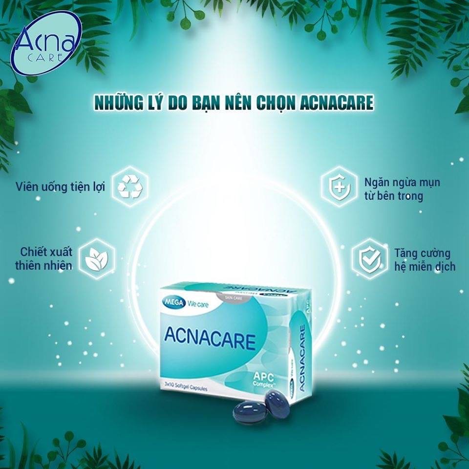 Acnacare (MEGA WE CARE) - Viên uống hỗ trợ giảm tiết bã nhờn, ngừa mụn, chống oxy hóa, giúp đẹp da, kiềm dầu [acna care]