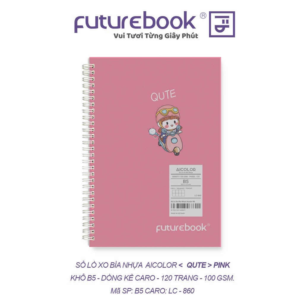 Sổ Lò Xo Bìa Nhựa Aicolor B5 Caro 120 Trang 100 GSM. VPP FUTUREBOOK. MSP: LC860. Giao mẫu ngẫu nhiên.